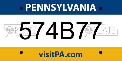 574B77 Pennsylvania License Plate