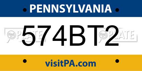 574BT2 Pennsylvania License Plate