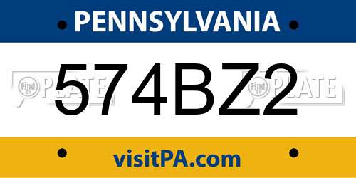 574BZ2 Pennsylvania License Plate