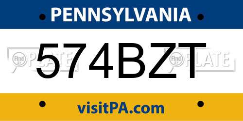 574BZT Pennsylvania License Plate