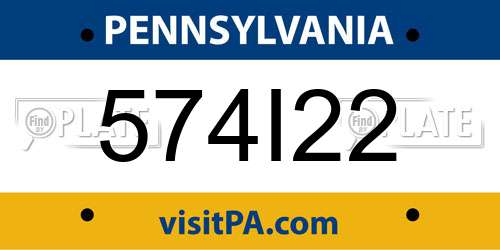 574I22 Pennsylvania License Plate