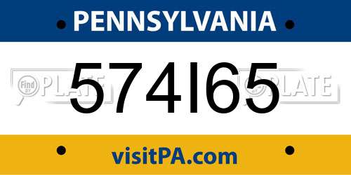 574I65 Pennsylvania License Plate