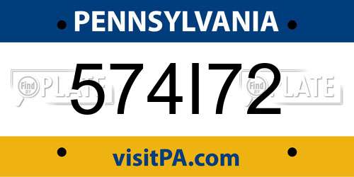 574I72 Pennsylvania License Plate