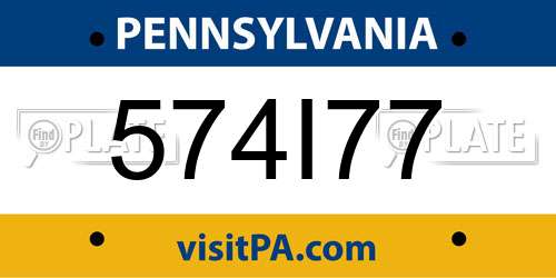 574I77 Pennsylvania License Plate