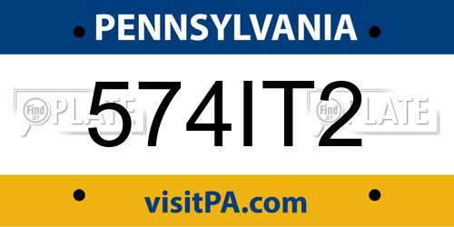 574IT2 Pennsylvania License Plate