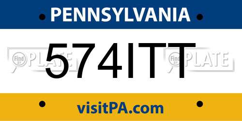 574ITT Pennsylvania License Plate
