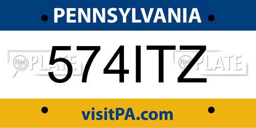 574ITZ Pennsylvania License Plate