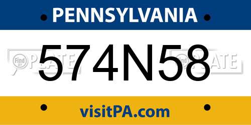 574N58 Pennsylvania License Plate