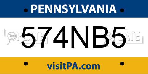 574NB5 Pennsylvania License Plate