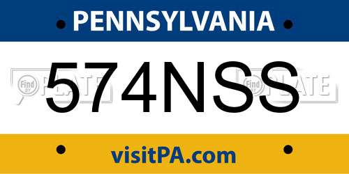 574NSS Pennsylvania License Plate