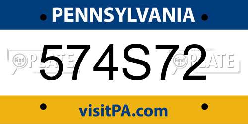 574S72 Pennsylvania License Plate