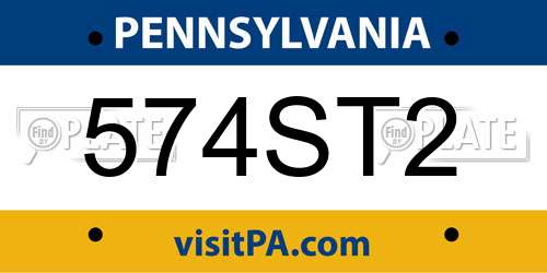 574ST2 Pennsylvania License Plate