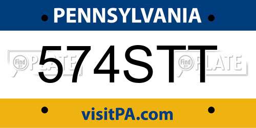 574STT Pennsylvania License Plate