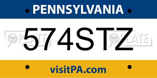 574STZ Pennsylvania License Plate