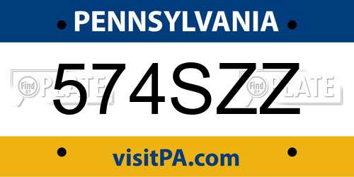 574SZZ Pennsylvania License Plate