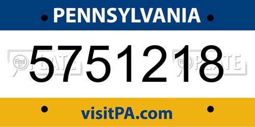 5751218 Pennsylvania License Plate