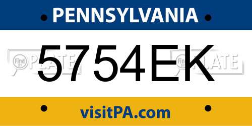 5754EK Pennsylvania License Plate