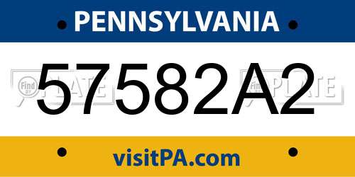 57582A2 Pennsylvania License Plate