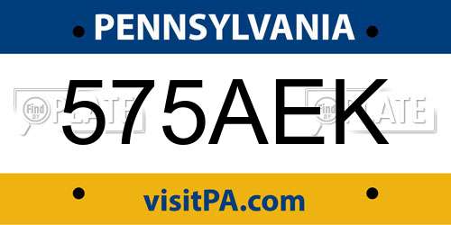 575AEK Pennsylvania License Plate