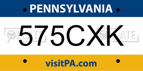 575CXK Pennsylvania License Plate