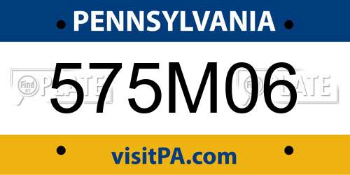 575M06 Pennsylvania License Plate