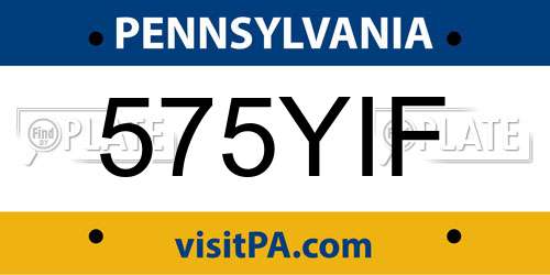575YIF Pennsylvania License Plate