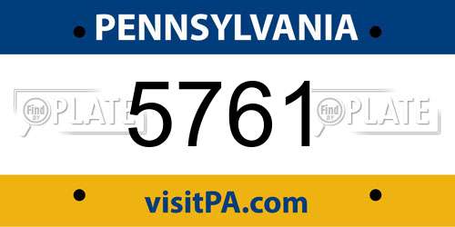 5761 Pennsylvania License Plate