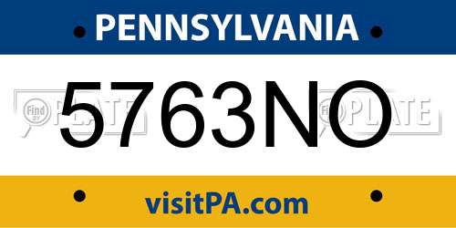 5763NO Pennsylvania License Plate