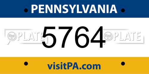 5764 Pennsylvania License Plate