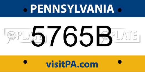 5765B Pennsylvania License Plate