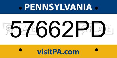 57662PD Pennsylvania License Plate