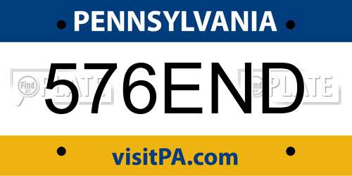 576END Pennsylvania License Plate