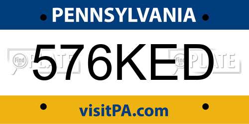 576KED Pennsylvania License Plate