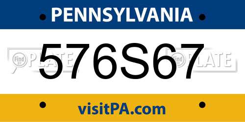 576S67 Pennsylvania License Plate