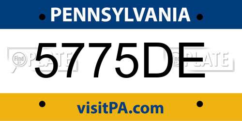 5775DE Pennsylvania License Plate