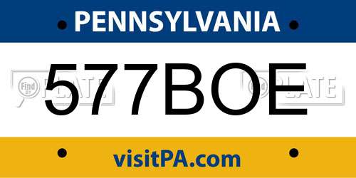 577BOE Pennsylvania License Plate
