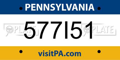 577I51 Pennsylvania License Plate