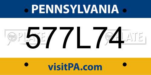 577L74 Pennsylvania License Plate