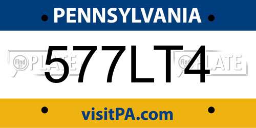 577LT4 Pennsylvania License Plate