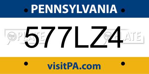 577LZ4 Pennsylvania License Plate