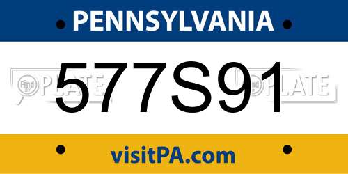 577S91 Pennsylvania License Plate