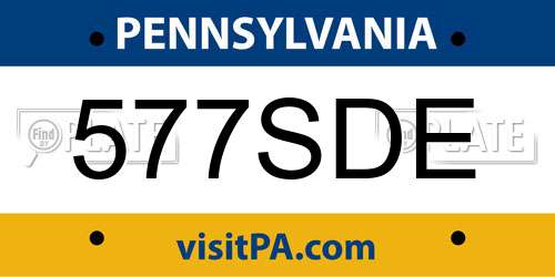 577SDE Pennsylvania License Plate