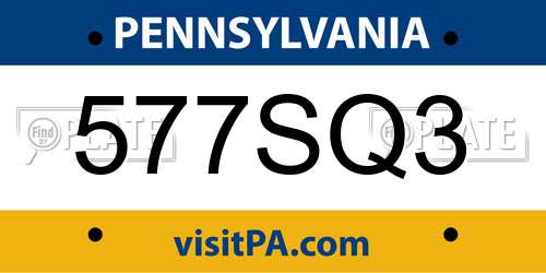 577SQ3 Pennsylvania License Plate