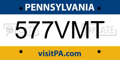 577VMT Pennsylvania License Plate