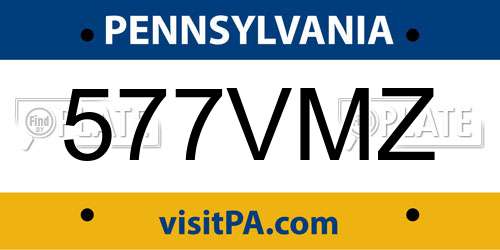 577VMZ Pennsylvania License Plate