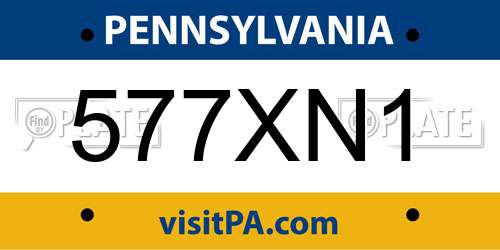 577XN1 Pennsylvania License Plate