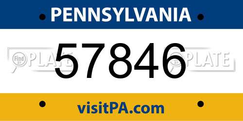 57846 Pennsylvania License Plate
