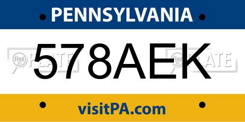 578AEK Pennsylvania License Plate