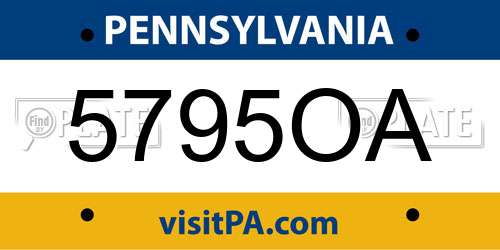 5795OA Pennsylvania License Plate