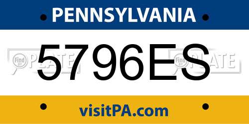 5796ES Pennsylvania License Plate